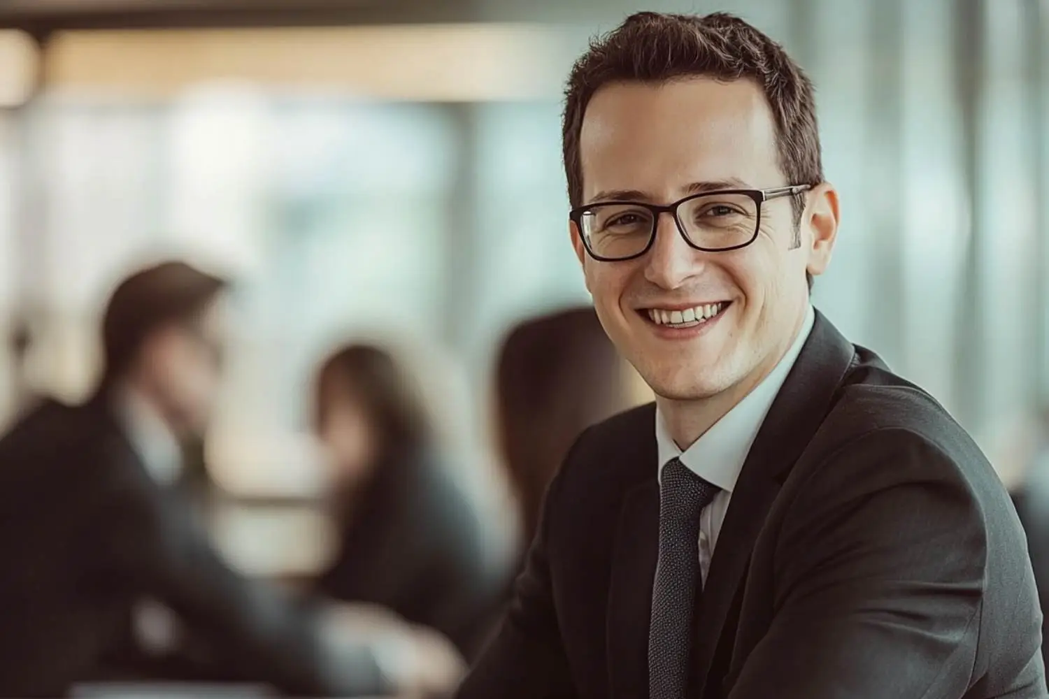 Fotorealistische Darstellung eines Teams aus Versicherungsberatern und Steuerexperten in einem modernen Konferenzraum, die gemeinsam Strategien zur Optimierung der Steuererklärung besprechen.